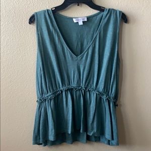 Amour Vert Olive Green Peplum Blouse